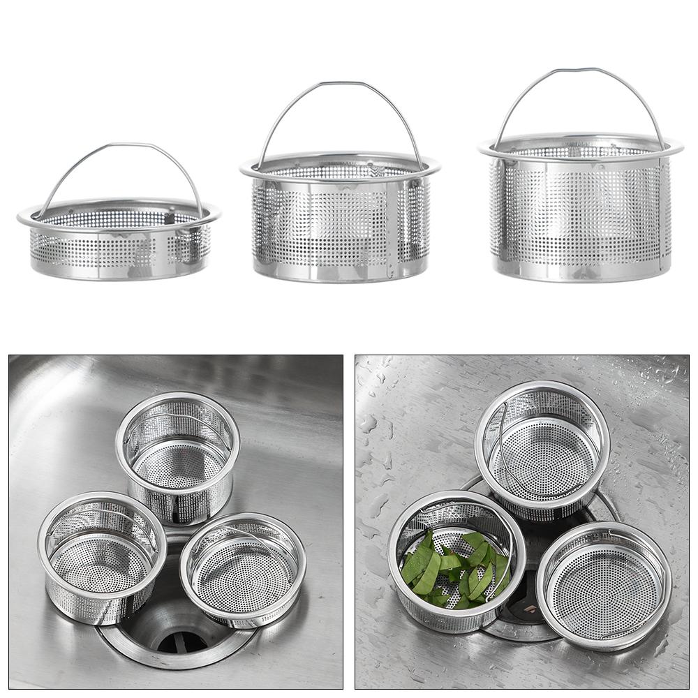 Sink Plug Stainless Steel Waste Drainer Plug Filter Basket Sink Strainer Food Hair Stopper Colander