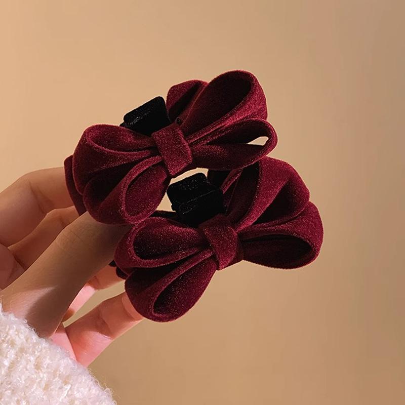 1 пара изысканных простых бархатных заколок-бантов для женщин и девочек, милые универсальные заколки для волос с челкой, аксессуары для волос, подарки