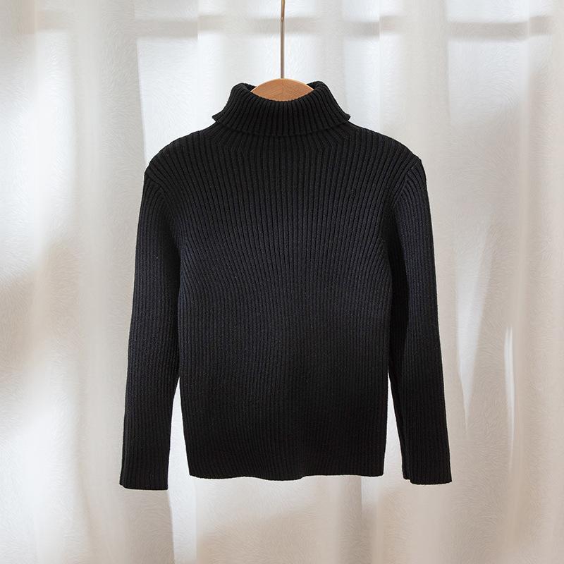 Детский свитер, осенний вязаный свитер с длинными рукавами и воротником-стойкой для девочек и мальчиков, детские пуловеры для подростков 2–12 лет, топы, одежда