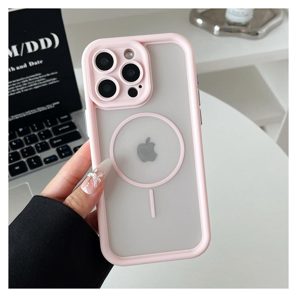 KEYSION Прозрачный матовый магнитный чехол для MagSafe для iPhone 15 16 Pro Max 16 Plus Силикон+ПК Утолщенная рамка Ударопрочный чехол для телефона