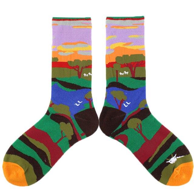 Animal Funny Socks Men Divertidos Happy Aliens Dinosaur Pug Panda Flamingo Cactus Sokken Unisex Novelty Skateboard Crazy Meias