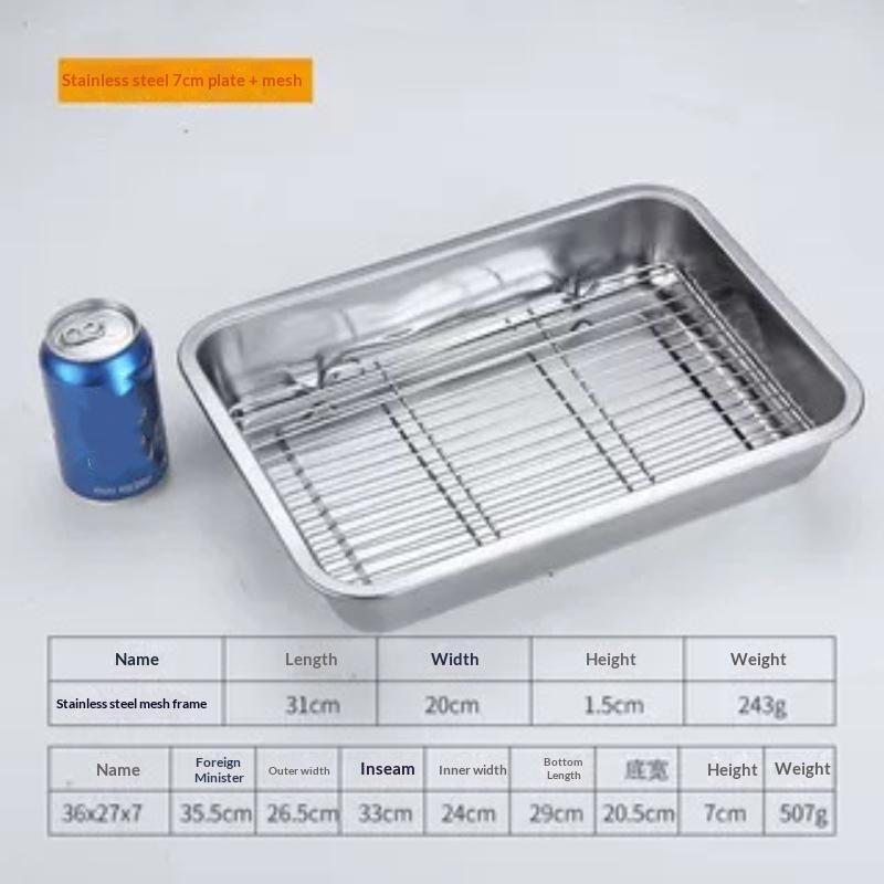 High Temperature Resistant Stainless Steel Baking Tray Cooling Rack Set Non-Stick Pan for Oven Baking Outdoor BBQ