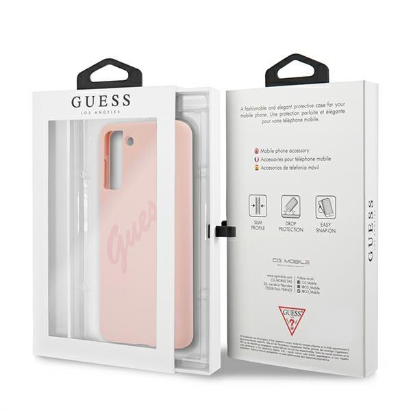 Etui do Samsung Galaxy S21 Plus Guess Hardcase Script Vintage Różowe