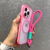 For Magsafe Matte Magnetic Candy Case For iPhone 16 Pro Max 15 14 13 12 Wrist Strap Hand Lanyard Translucent Jelly Bumper Cover