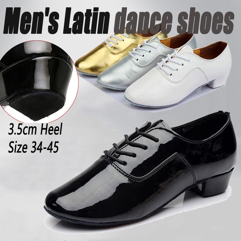 Размер 34-45 Мальчики Взрослые Мужчины Обувь для латиноамериканских танцев Мягкая подошва Бальные Стандартные танцевальные туфли Каблук 3,5 см