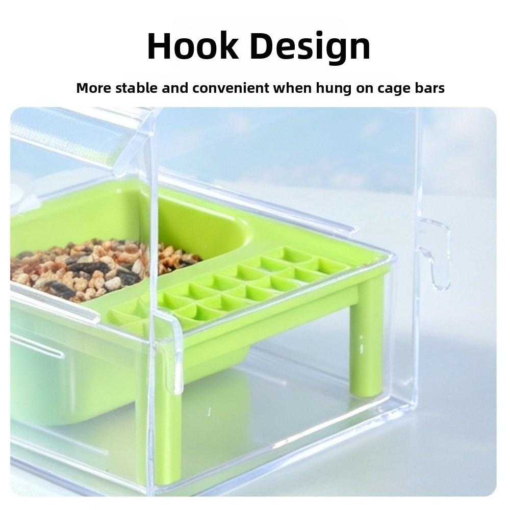 Spill-Resistant Hanging Parrot Feeder Removable Tray Birds Food Container Bird Bath Indoor Use