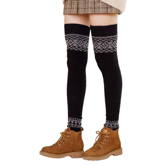 1 пара женских зимних носков для голени из плотного материала с цветными блоками, накидки на ноги выше колена, нескользящие, высокоэластичные, сохраняющие тепло носки