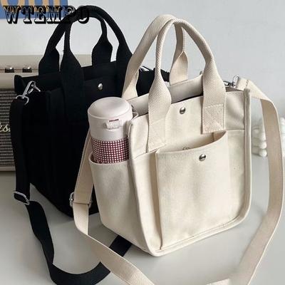 Холщовая большая сумка через плечо с несколькими карманами, парусиновая сумка, винтажная сумка через плечо, модная большая сумка, эко-сумка, сумка-мессенджер