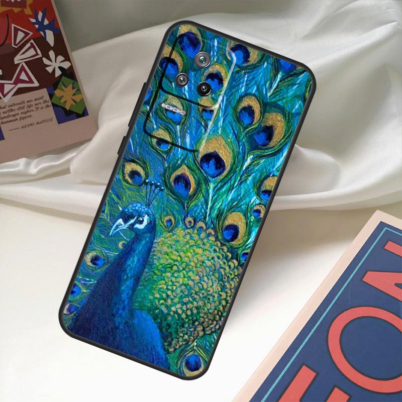Bird Peacock Feather Case For POCO X6 Pro M6 X5 X3 M5s F3 F5 Xiaomi 14 Ultra 13 12 Lite 11T 12T 13T Pro Coque