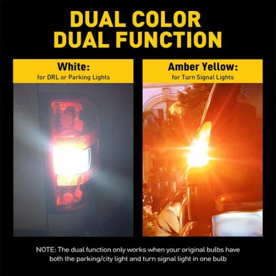 2X AUXITO 7443 Switchback LED White Amber Turn SignalDRL Light Bulbs CANBUS EOA