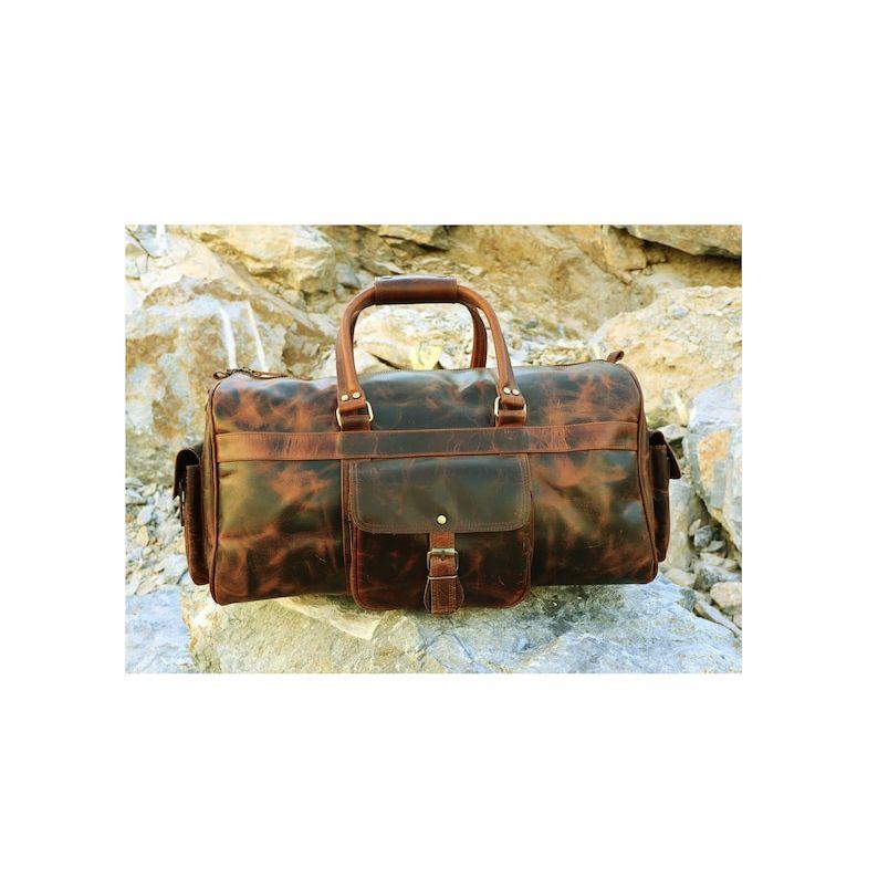 Leather Duffle Bag Travel Duffle Bag for Men Women Weekender Overnighter Gym Bag Leather Holdall Best Groomsmen Valentine Gifts