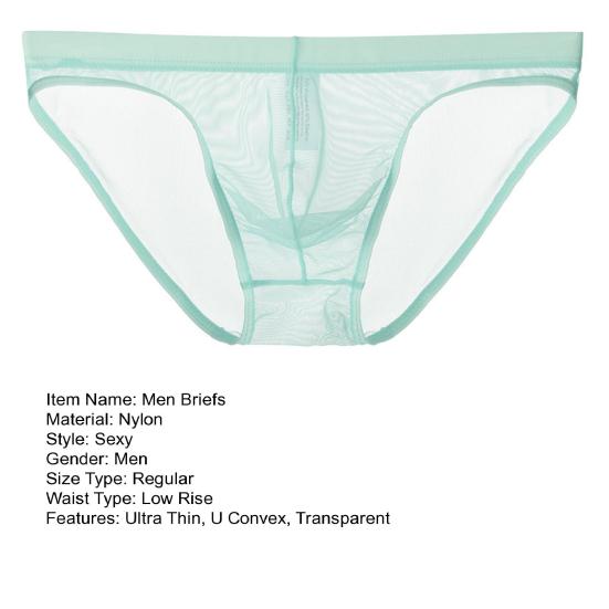 U-образные выпуклые мужские трусы с низкой посадкой, сексуальные прозрачные трусики из сетчатой ​​пряжи, повседневная одежда