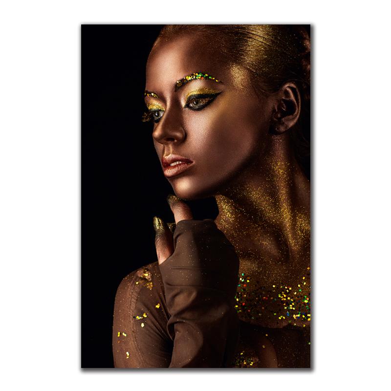 Black And Gold Woman Canvas Paintings Sexy Nude African Posters Prints Wall Art Pictures for Living Room Wall Decoration Cuadros