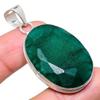 Emerald(Simulated) Gemstone Handmade 925 Sterling Silver Jewelry Pendant 2.17" AH-908