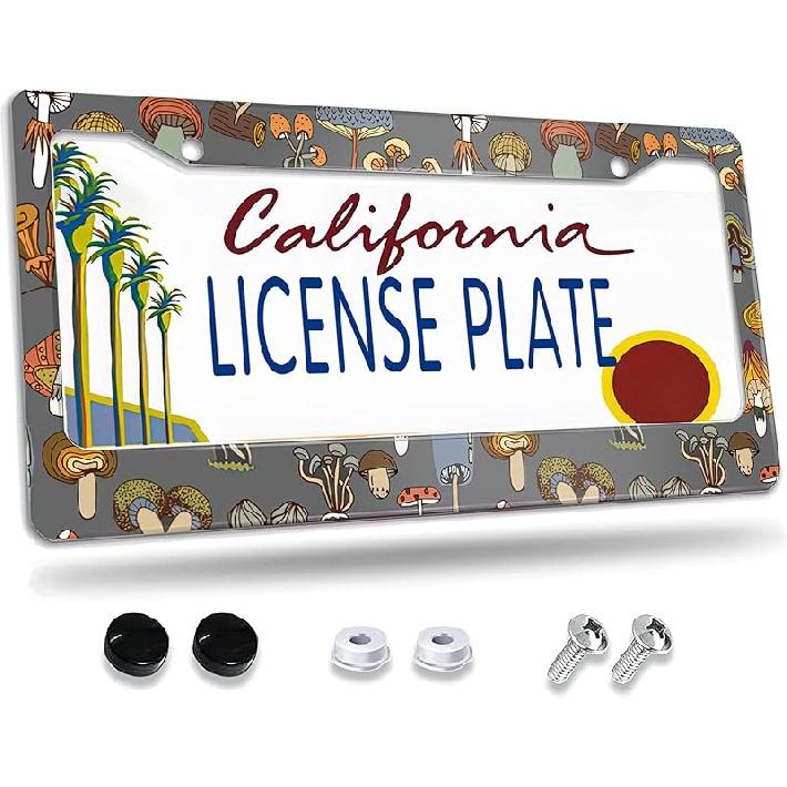 License Plate Frame,Floral Retro Daisys License Plate Frames Decorative Car Tag Frames Aluminum Metal License Plate Holder For US Canada Standard