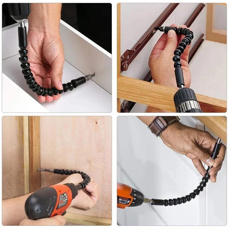 105 Degree 1/4 Inch Right Angle Drill Adapter and Flexible Drill Bit Extension for Soft Shaft Flexible Screwdriver Fine Finish