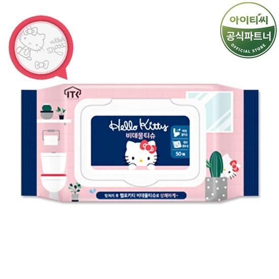 Hello Kitty Салфетки для биде 50 листов, тип крышки, 10 упаковок, популярный персонаж в Корее