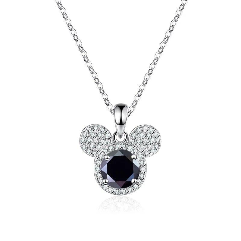 Bague Ringen Кулон из стерлингового серебра S925, 1 карат, муассанит, бриллиант, ожерелье, женская мода, роскошные украшения, голова мыши Микки