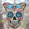 Yousheng Colorful Skull Suncatcher Sun Catcher Skull Light Trap Window Hanging Decoration with Rhinestones Flowers Butterflies Unique Gothic Boho