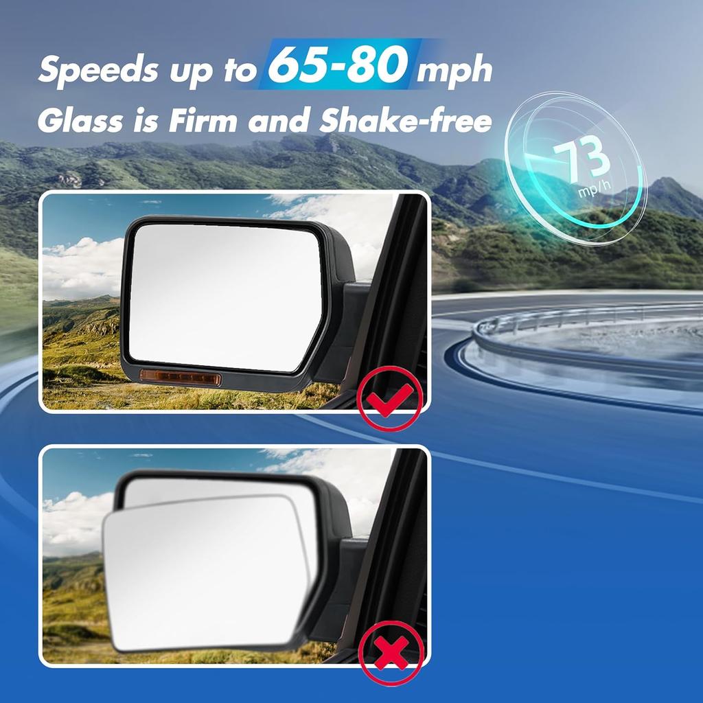 Driver Side Mirror Glass Replacement For Ford F150 2004 2005 2006 2007 2008 2009 2010, Left Heated View Mirror With Rear Holder, 4L3Z17K707DB