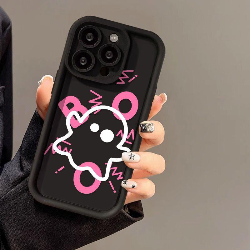 Милый маленький привидение для чехла мобильного телефона iPhone17PorMax 14 Apple 13 матовый 12/15 с мелкими отверстиями противоударный