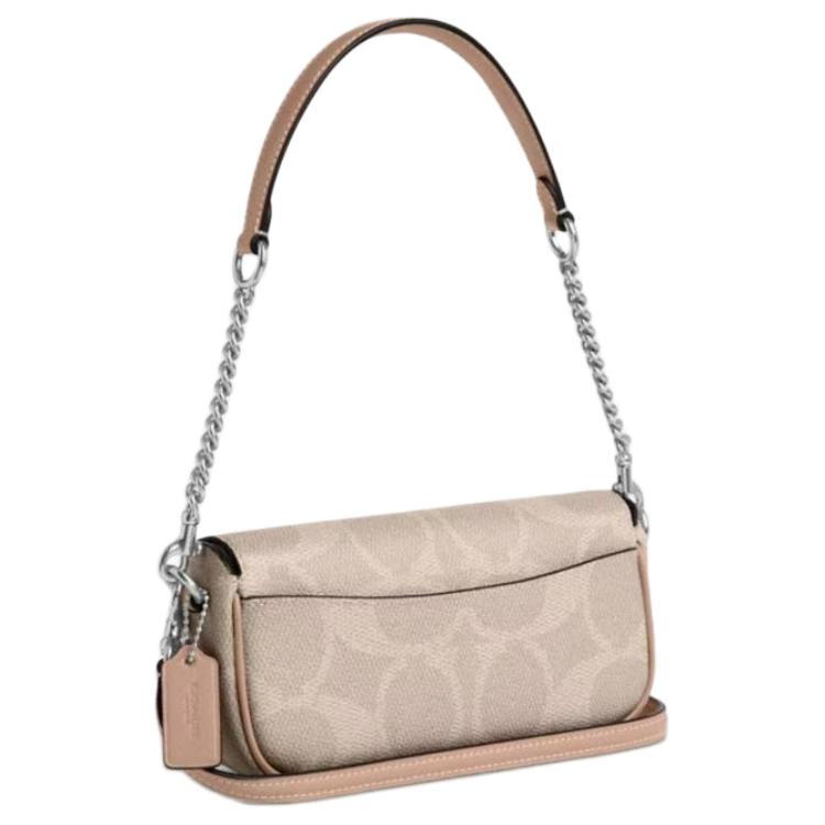 Coach Женская сумка через плечо Hailey Brook Flap 20 с логотипом-застежкой, цвет бежевый CAN70-SVPWH