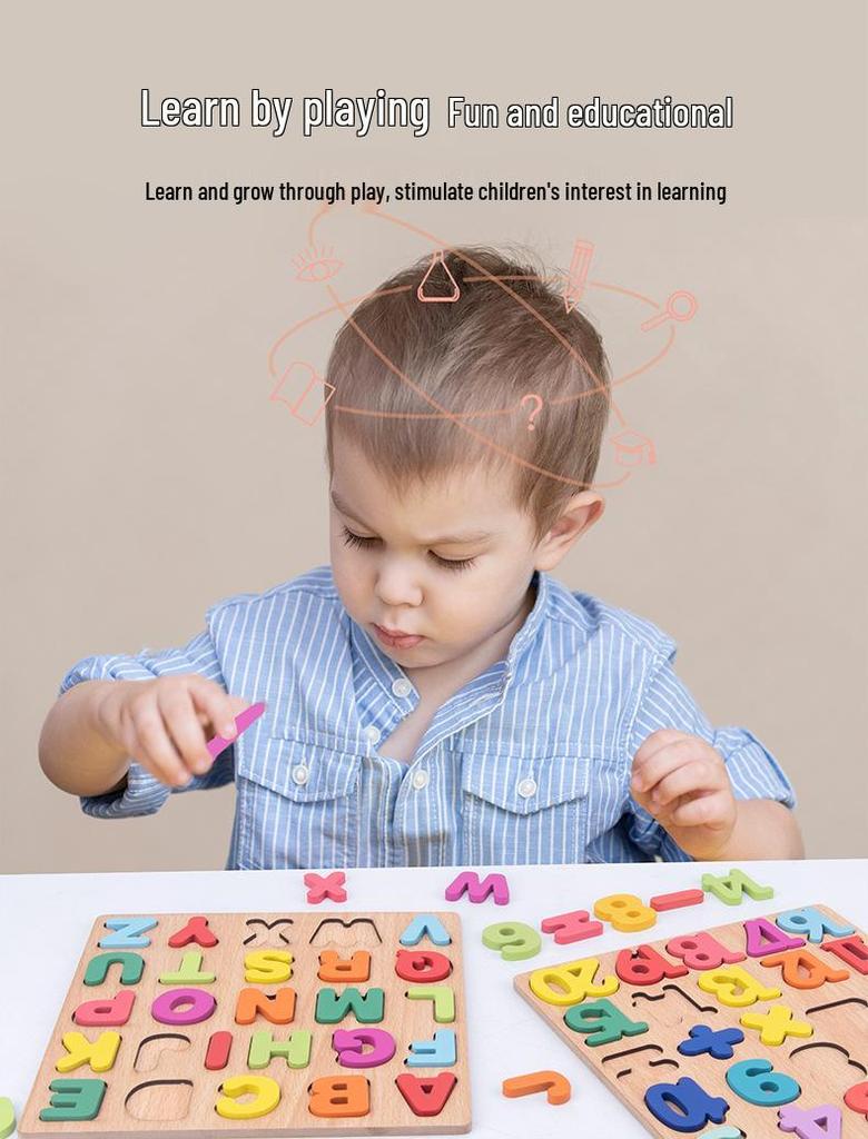 Children's 3D Number & Letter Puzzle Board - Educational Shape & Color Matching Toy