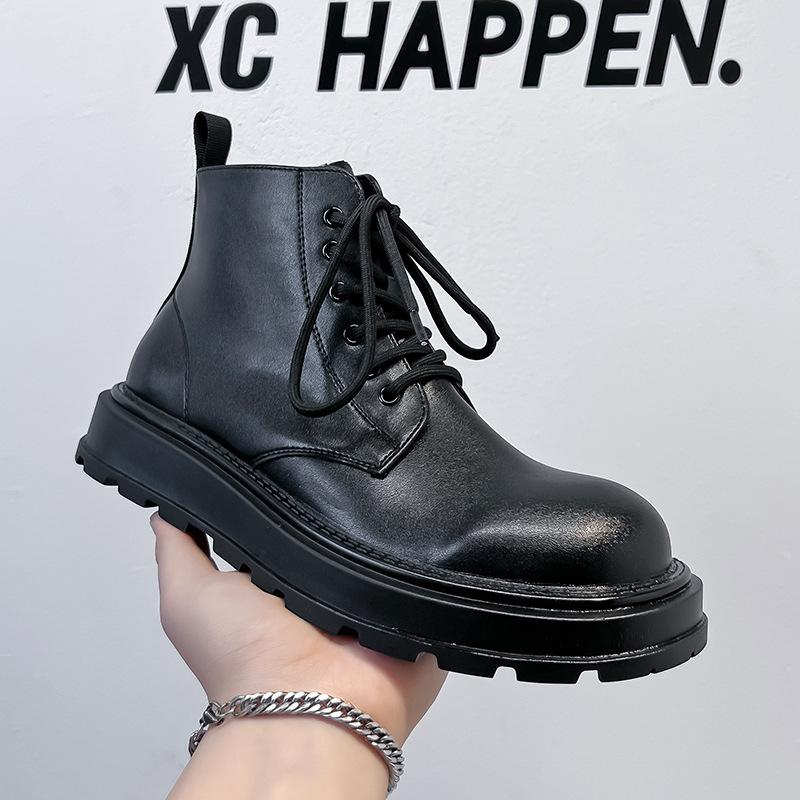 Зимние ботинки Мартин мужские ретро высокие кожаные ботинки в британском стиле на платформе трендовые ботинки челси 22726-A