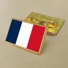 French Flag Brooch 2.5 * 1.5cm Zinc Alloy Die-cast Pvc Color Printing and Coating Golden Rectangular Shape