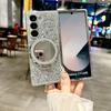 Luxurious Fashion Glitter Mirror Stand Magnetic Phone Case for Samsung Galaxy Z Fold 7 6 5 6 4 Plating Bling Diamond Back Cover