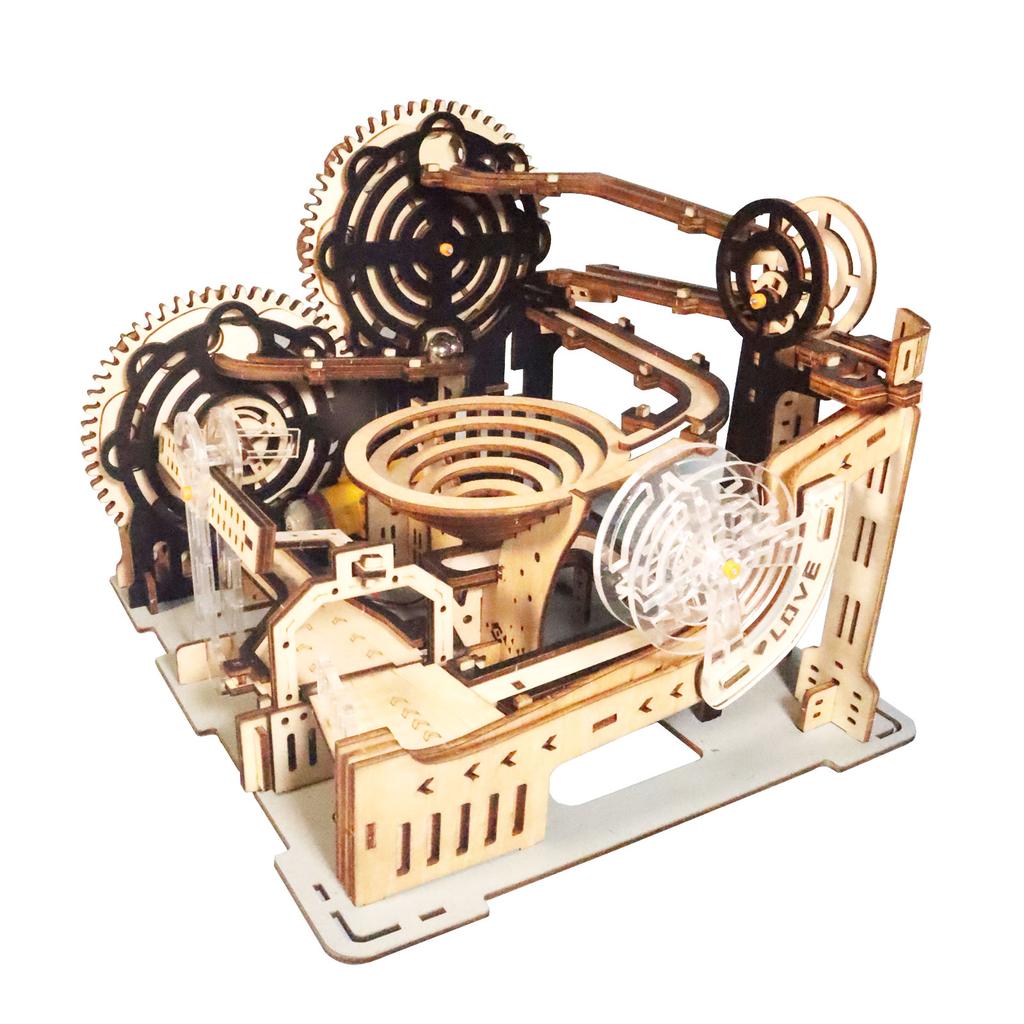 Электрические 3D деревянные пазлы Модели для сборки Мраморный трек Головоломка Головоломка Сделай сам ручная работа Рождественский подарок(Без аккумулятора)