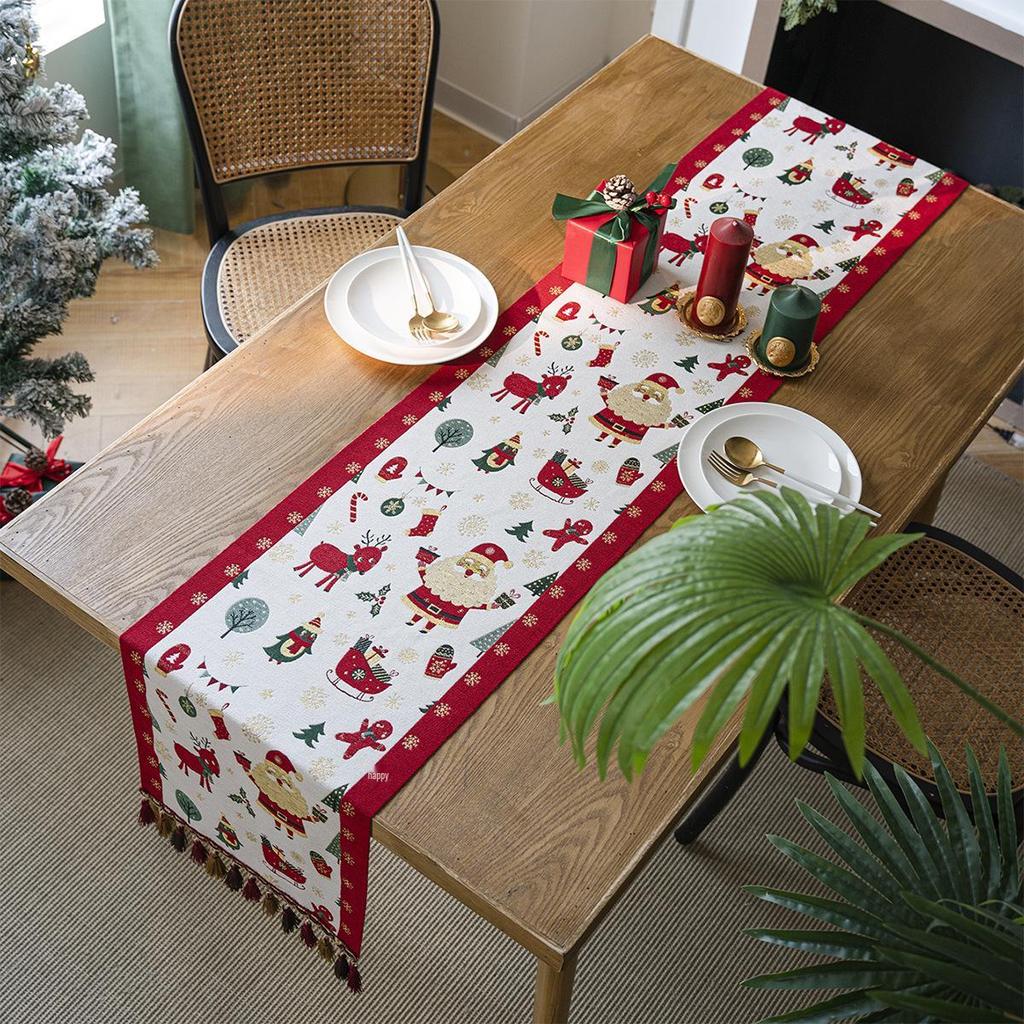 Imanqi Yun Jacquard Christmas Holiday Table Runner and Bed Runner