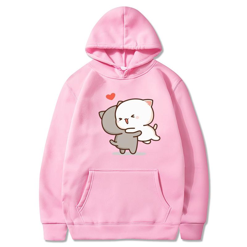 Peach And Goma Cartoon Print Men/Women Hoodie Casual Oversized Pullover Popular Sweatshirt Fashion Trend Unisex Clothing