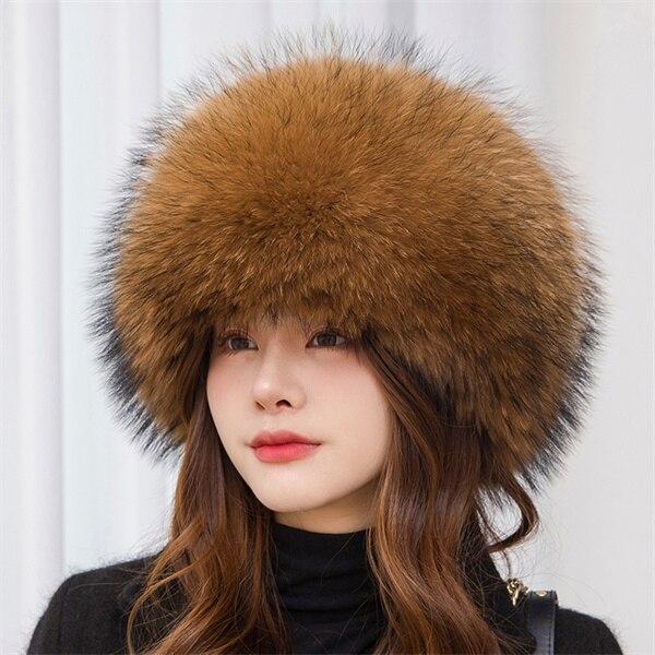 Толстая шапка из лисьего меха Пушистая шапка с мехом Женская повязка на голову Меховая шапка Лыжная шапка Аксессуары