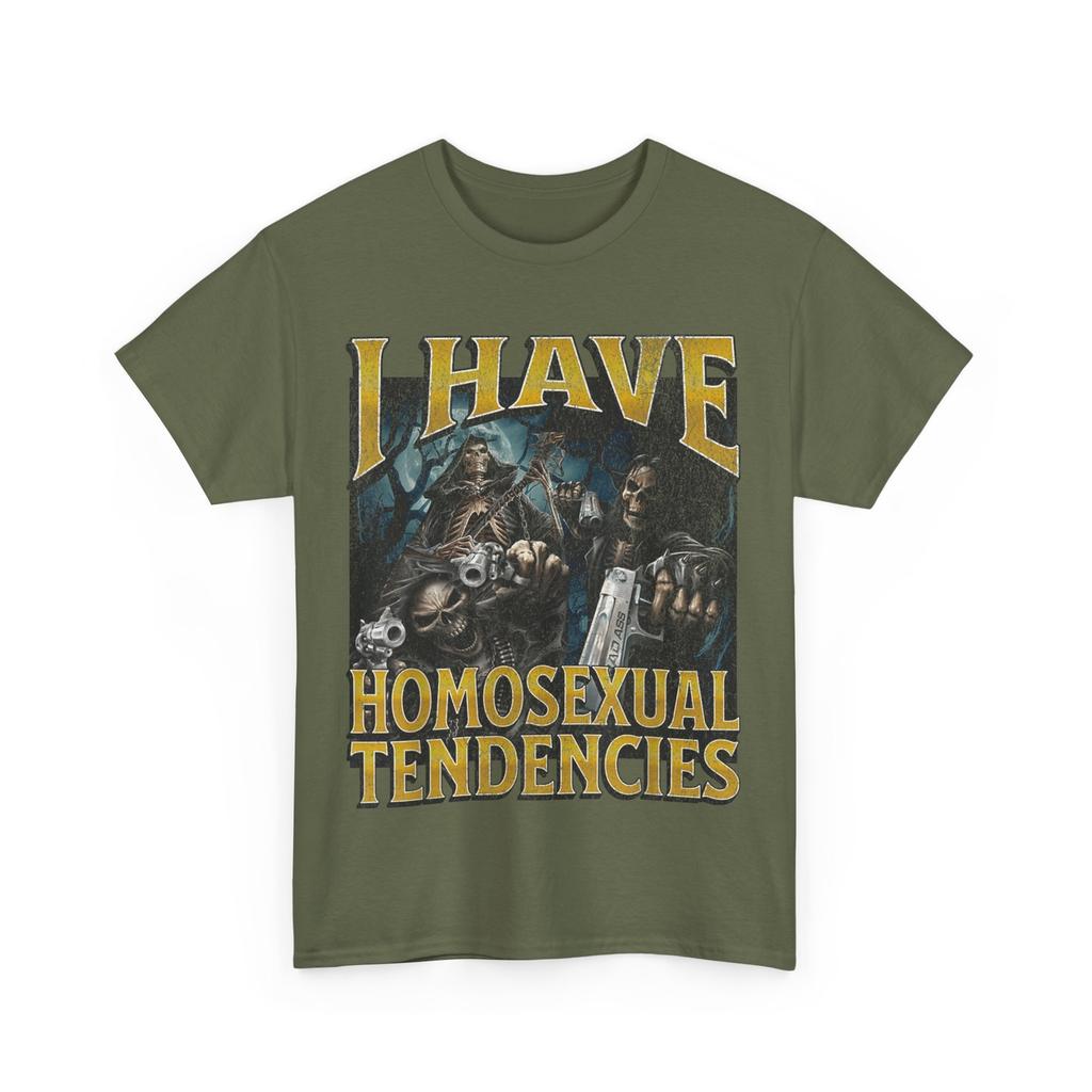 Women's Plus Size Cotton T-shirt Summer Casual Graphic Tee Short Sleeve I Have Homosexual Tendencies Shirt, Funny Hard Skeleton Meme T-Shirt
