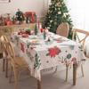 Christmas Print Fringe Geometric Flower Rectangular Tablecloth for Tea Table Dining Table