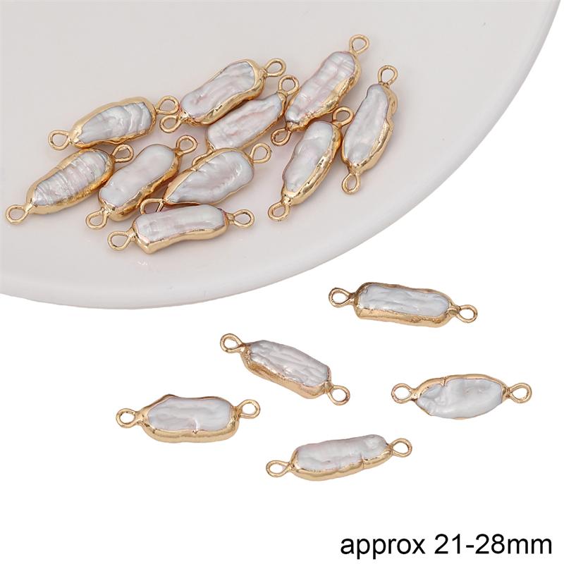 Натуральный пресноводный жемчуг, неправильная форма, золотая окантовка, двойные подвески для DIY ожерелья, браслета, серег, изготовления ювелирных изделий
