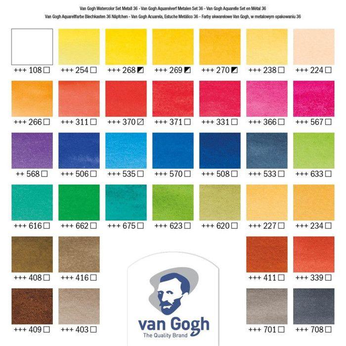 Coffret 36 godets peinture aquarelle Van Gogh Royal Talens boîte en métal