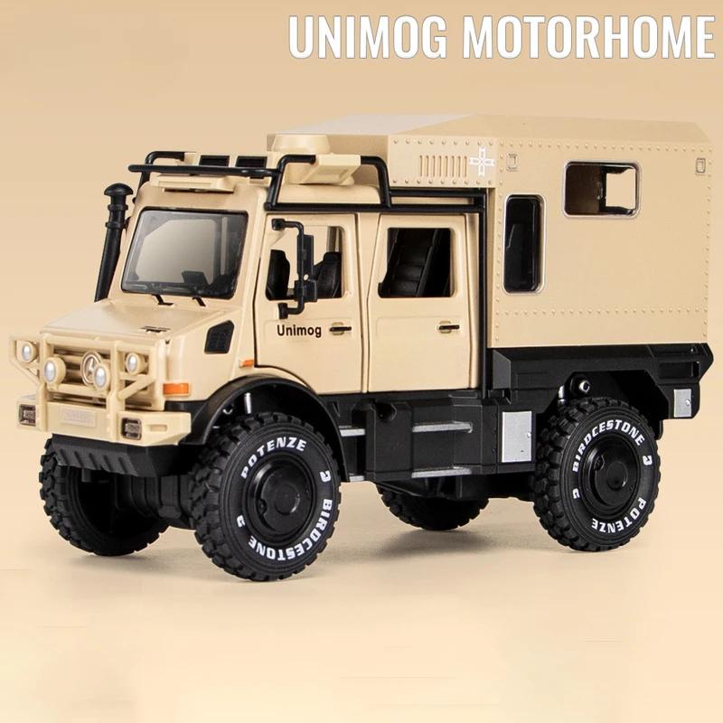 1:28 Scale UNIMOG ORV X-Class Exy 6x6 Toy Car Model Alloy Diecast Pull Back Simulation Sound Light Metal Vehicles for Boys