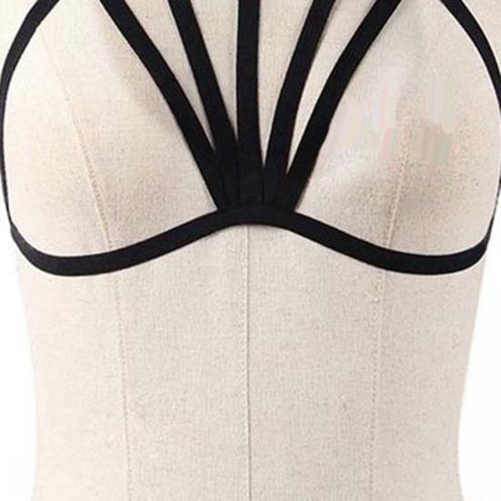 Women Sexy Halter Elastic Bandage Harness Backless Bustier Bra Erotic Underwear