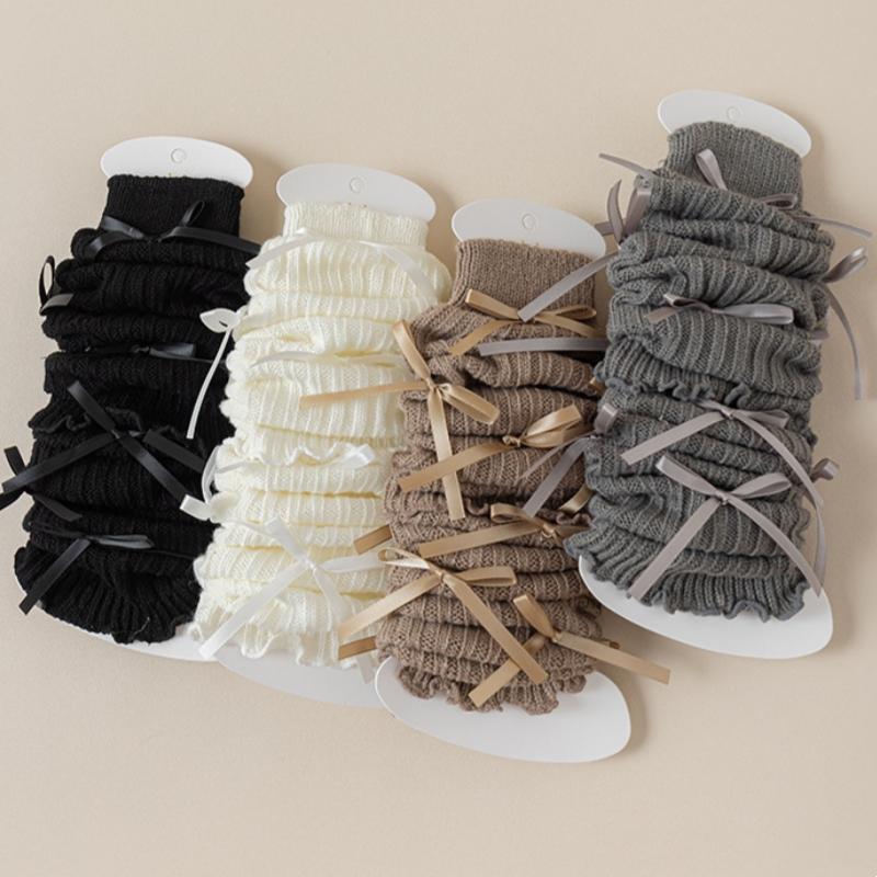 Детские носки с ворсом, модные школьные носки в балетном стиле для детей и девочек, креативный дизайн, детские носки с бантом на бретельках, теплые осенне-зимние носки