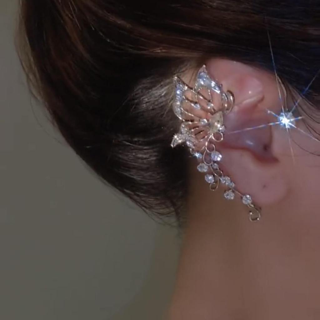 Циркониевый кафф на ухо в виде бабочки - Не требует пирсинга