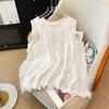 2025 New Summer Basic Vest T-Shirt Women Knitting Lace Sleeveless Hollow Style Tops Loose