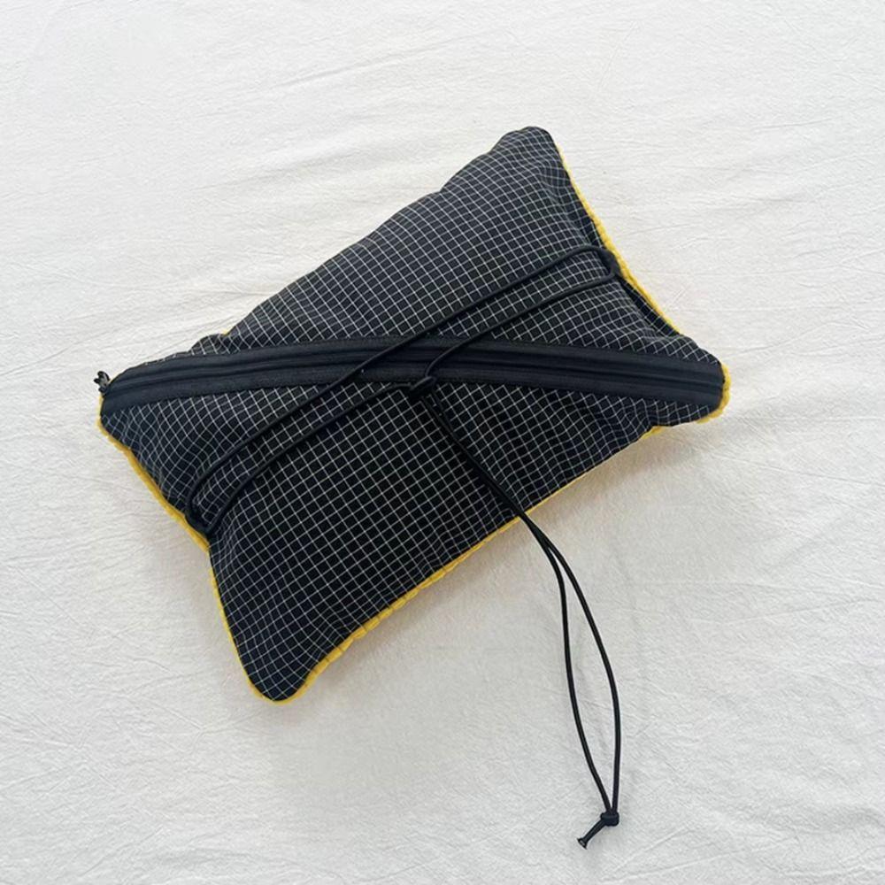 Grid Pattern Pillow Storage Bag 2-in-1 Camping Headrest Durable Travel Pouch  Camping Sleep
