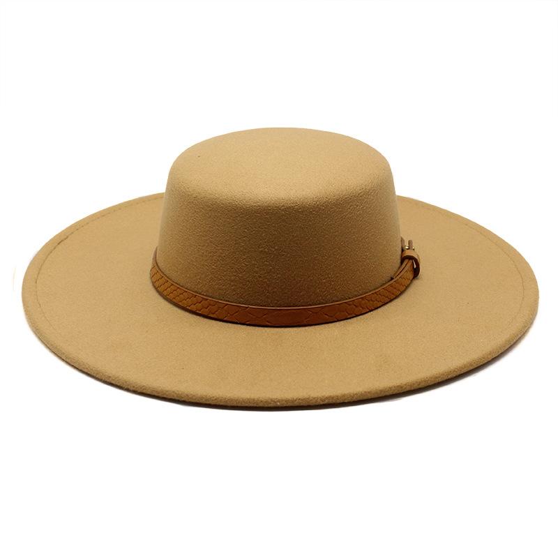 10Cm Brim Flat Top Top Hat Big Eave Hat British Woolen Felt Hat, Men'S And Women'S Top Hat