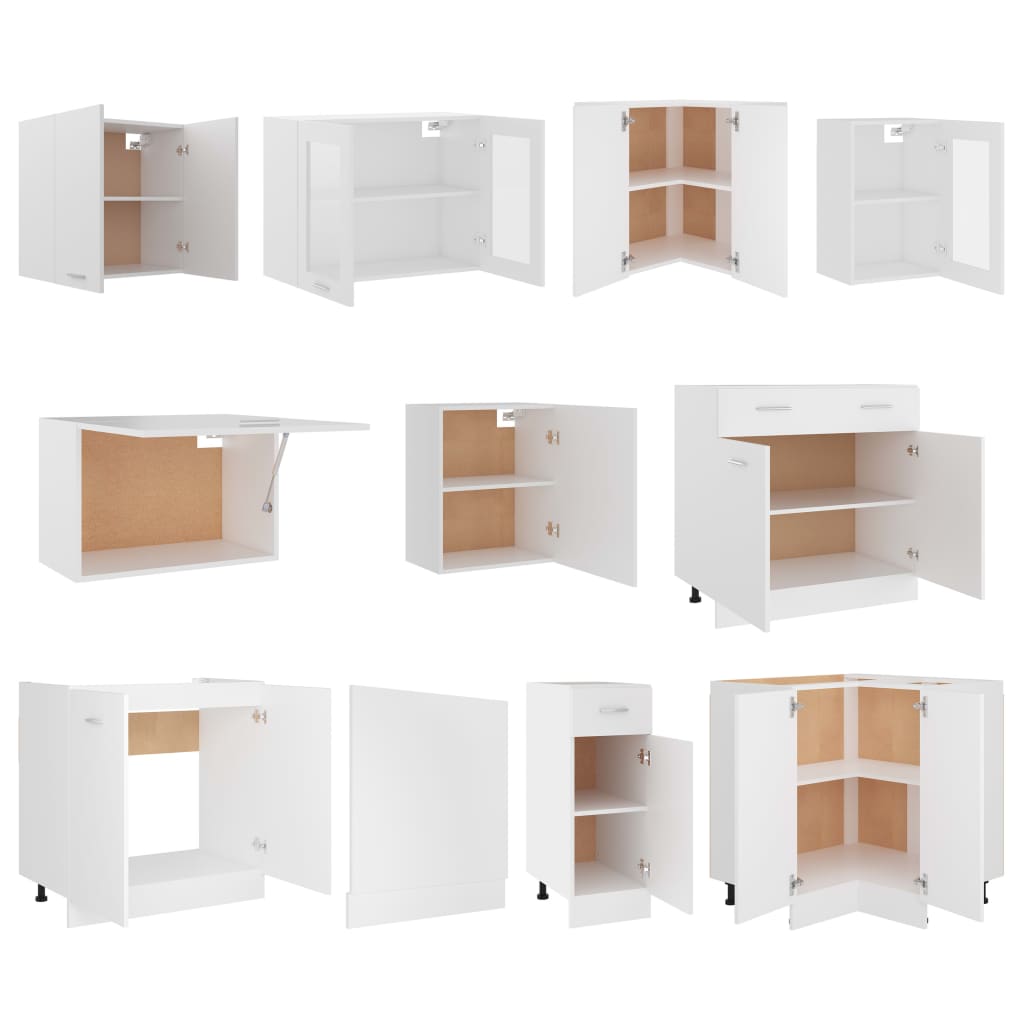 11 Piece Kitchen Set Lyon White Particleboard