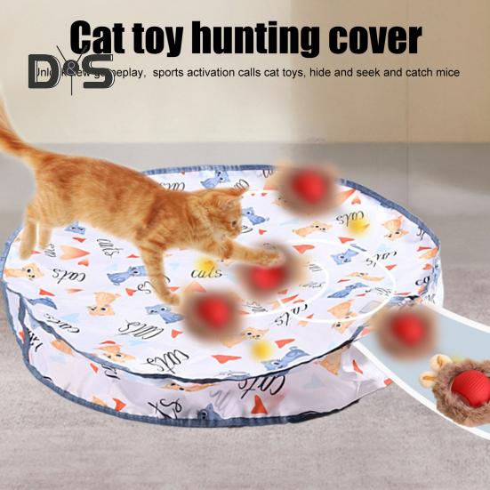 Интерактивные игрушки для кошек, живущих в помещении. Быстро катящийся мяч для игры в прятки. Мячи для кошек с 28-дюймовым игровым ковриком. Развлечения для кошек в помещении.