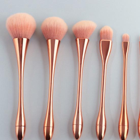 10 шт./набор кистей для макияжа с глянцевой ручкой и гладкой головкой из искусственного волокна, набор косметических кистей для лица для женщин