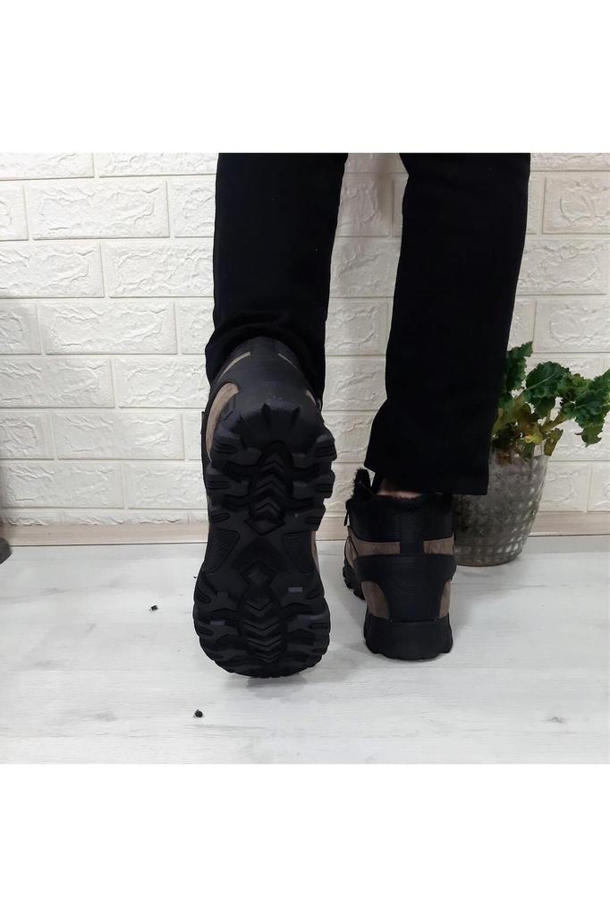 Men's Fashion Flat Heeled Bootie Bootie Mink Black Furry Zipper Non-Slip Boots Shoes