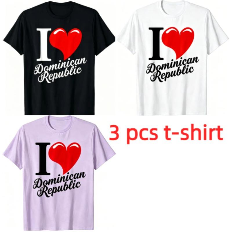 Fashion Letters I Love Pattern Print Men's T-shirt Summer Men's and Women's Casual Fashion Tops Men's Short Sleeve T-shirt Oversize Clothing